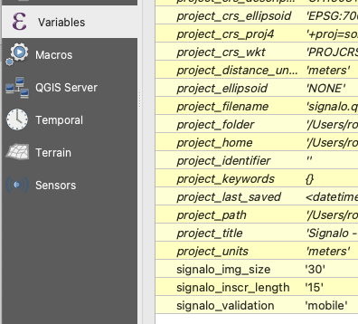Einstellungen Variablen